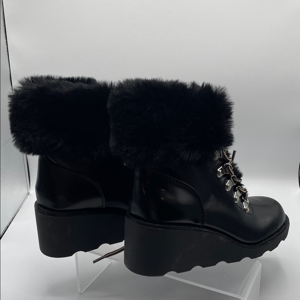 INC International Concepts Hanniap Black Faux Fur Boots, lace up, size various - Picture 7 of 7